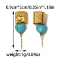Stainless steel Italian charm link with turquoise heart pendant for DIY bracelet accessories. - Blue Turquoise Heart Pendant Style (TP2847-02)