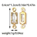 Gold stainless steel geometric double hanging pendant DIY jewelry accessory with clear crystal. - Rectangle Double Loop (TP2816) / White