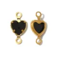 Gold stainless steel heart double loop connector black stone DIY jewelry accessory component - Heart Double Loop (TP2817) / Black