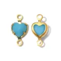 Gold heart metal connectors blue stone charms DIY jewelry making accessories parts 2pcs - Heart Double Loop (TP2817) / Blue