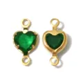 Gold Green Heart Connector DIY Jewelry Pendant Stainless Steel Double Loop Charm Accessory - Heart Double Loop (TP2817) / Green