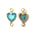 French retro stainless steel bezel heart double hanging gemstone DIY jewelry accessory - Heart Double Loop (TP2817) / Light Blue