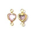 Gold plated heart shape stone double loop connector DIY jewelry findings pendant charming item - Heart Double Loop (TP2817) / Pink
