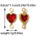 Gold stainless steel red heart double loop pendant connector DIY jewelry making accessories. - Heart Double Loop (TP2817) / Red