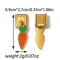 Stainless steel modular Italian charm link with carrot and heart enamel design, DIY jewelry. - Green Heart and Orange Carrot Enameled Style (TP2852-02)