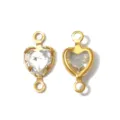 Gold stainless steel heart double loop connector DIY jewelry charm pendant accessory - Heart Double Loop (TP2817) / White