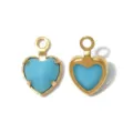 Stainless steel bezel blue heart pendant DIY jewellery making charms accessory pack - Heart Single Loop (TP2818) / Blue