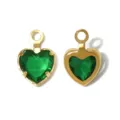 Green heart crystal stainless steel pendant charm variant for DIY jewelry and bag accessories. - Heart Single Loop (TP2818) / Green