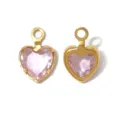 Gold-toned stainless steel pink heart crystal pendant charm for DIY jewelry making accessories variant. - Heart Single Loop (TP2818) / Pink