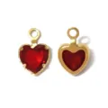 French vintage red heart crystal stainless steel bezel charm DIY jewelry accessory pendant - Heart Single Loop (TP2818) / Red