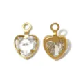 Gold stainless steel heart crystal pendant DIY jewelry accessories charms for necklace bracelet - Heart Single Loop (TP2818) / White