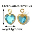 Blue heart gemstone pendant stainless steel bezel DIY jewelry accessory charm 0.9cm - Heart Single Loop (TP2818) / Light Blue