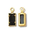 Gold-tone geometric rectangle black stone pendant DIY jewelry accessories charms findings. - Rectangle Single Loop (TP2820) / Black
