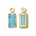 Gold stainless steel rectangular blue pendant charm DIY jewelry accessory for necklace. - Rectangle Single Loop (TP2820) / Blue