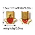 Stainless steel Italian charm link with red wing heart pendant, 1.5x1.7cm DIY jewelry accessory. - Winged Heart Style (TP2858-02)