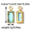 Stainless steel baguette blue gemstone pendant charm for DIY jewelry making and crafting. - Rectangle Single Loop (TP2820) / Light Blue