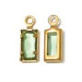 French retro rectangle green stone pendant charm, gold stainless steel bezel DIY jewelry item. - Rectangle Single Loop (TP2820) / Light Green