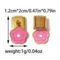 Stainless steel pink flower pendant charm link for Italian modular bracelet jewelry accessory. - Pink Drip Oil Flower Style (TP2860-02)