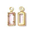 French vintage rectangle gemstone pendant gold plated DIY jewelry accessory variant - Rectangle Single Loop (TP2820) / Pink
