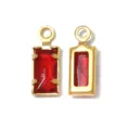 French retro red gemstone stainless steel geometric pendant DIY jewelry accessory - Rectangular Style (TP2820) / Red