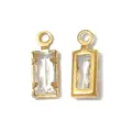 Gold stainless steel rectangular cubic zirconia pendant charms for DIY jewelry making accessories. - Rectangular Style (TP2820) / White