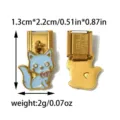 Stainless steel Italian charm link DIY bracelet pendant cute blue cat design 1.3x2.2cm - Blue Bow Cat Style (TP2863-02)
