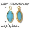 French vintage marquise gemstone pendant DIY jewelry accessory stainless steel bezel charm 1g - Marquise Style (TP2821) / Blue