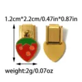Stainless steel strawberry Italian charm link DIY bracelet jewelry accessory 1.2x2.2cm - Red Strawberry Style (TP2864-02)