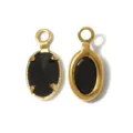 Oval black stone gold-plated stainless steel pendant DIY jewelry craft accessory component. - Oval Single Loop (TP2822) / Black