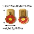 Stainless steel Italian charm link featuring a red flower pendant for modular DIY jewelry making - Red and Yellow Flower Pendant Style (TP2867-02)