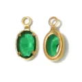 French vintage green gemstone stainless steel pendant DIY jewelry accessory parts - Oval Single Loop (TP2822) / Green