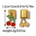 Stainless steel Italian charm link with cute enamel cherry pendant DIY bracelet accessory. - Cherry Pendant Style (TP2868-02)