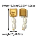 Stainless steel Italian charm link with pearl pendant, modular DIY bracelet jewelry accessory. - Artificial Pearl Pendant Style (TP2869-02)