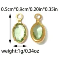 French vintage green gemstone stainless steel pendant DIY jewelry accessory variant option - Oval Single Loop (TP2822) / Light Green