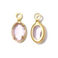 French vintage pink gem stainless steel bezel pendant DIY jewelry accessory charms - Oval Single Loop (TP2822) / Pink
