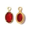 French vintage oval red gemstone gold bezel pendant DIY jewelry charm accessory 1pc - Oval Single Loop (TP2822) / Red