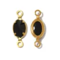 Gold tone metal double loop black oval stone connector DIY jewelry making accessory - Oval Double Loop (TP2823) / Black