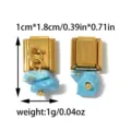 Stainless steel Italian charm link with light blue stone pendant for DIY jewelry. - Blue Stone Pendant Style (TP2872-02blue)
