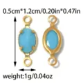 French retro stainless steel blue gemstone double hanging geometric pendant DIY jewelry accessory. - Oval Double Loop (TP2823) / Blue