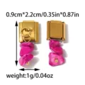 Stainless steel Italian charm link with pink stone pendant for DIY bracelet parts. - Rose Red Gravel Pendant Style (TP2873-02rosered)