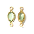 Gold oval green stone double loop pendant DIY jewelry connector stainless steel accessory - Oval Double Loop (TP2823) / Light Green
