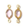 Gold tone oval pink gemstone double loop connectors vintage DIY jewelry making findings accessories - Oval Double Loop (TP2823) / Pink