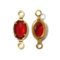 Gold tone metal red stone double loop connector charm for DIY jewelry making accessories. - Oval Double Loop (TP2823) / Red