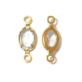 Gold stainless steel oval bezel rhinestone double loop connector charm for DIY jewelry making accessories - Oval Double Loop (TP2823) / White