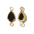 Gold teardrop connector charm DIY jewellery making supply black stone dual loop finding - Teardrop Double Loop (TP2824) / Black