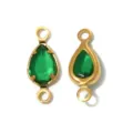 French vintage green stone double loop pendant stainless steel jewelry DIY accessory - Teardrop Double Loop (TP2824) / Green