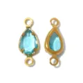 Gold teardrop blue crystal double loop connector DIY jewelry charm accessory setting - Teardrop Double Loop (TP2824) / Light Blue