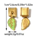 Stainless steel Italian charm link with green enamel leaf pendant for DIY bracelet. - Light Green Leaf Pendant Style (TP2875-02)