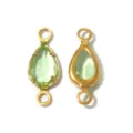 Gold Teardrop Green Gemstone Double Loop Connector DIY Pendant Jewelry Accessories - Pear-Shaped Double Loop (TP2824) / Light Green