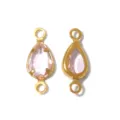 Gold-plated teardrop pink crystal DIY pendant connector, elegant jewelry making findings. - Pear-Shaped Double Loop (TP2824) / Pink